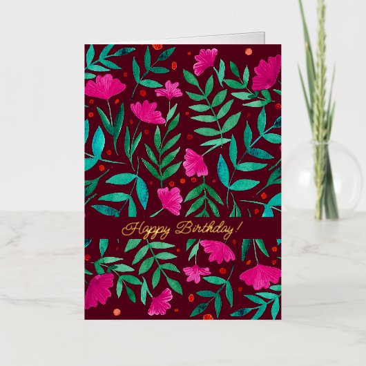 Magischer Garten - magenta und grün Glückwunsch Ge (Vorderseite)