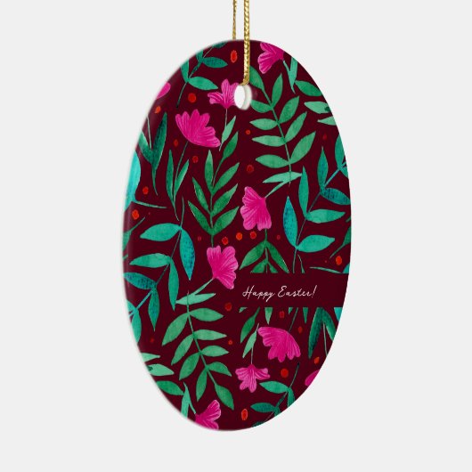 Magischer Garten - Magenta und grüne Ostern Keramik Ornament (Rechts)