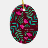 Magischer Garten - Magenta und grüne Ostern Keramik Ornament (Hinten)