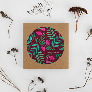 Magischer Garten - Magenta und grüner Osteraufkleb Runder Aufkleber