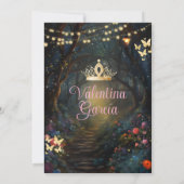 Magischer Garten Quinceañera 15 Anos Blume Gold Einladung (Rückseite)