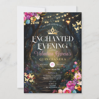 Magischer Garten Quinceañera 15 Anos Blume Gold Einladung