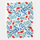 Magischer Garten - rot und türkis. Fleecedecke (Vorderseite)