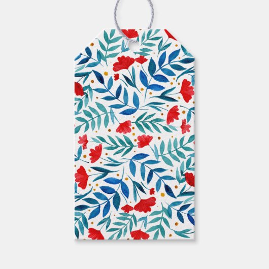 Magischer Garten - rot und türkis Geschenkanhänger (Vorderseite)