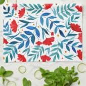 Magischer Garten - rot und türkis Geschirrtuch (Gefaltet)