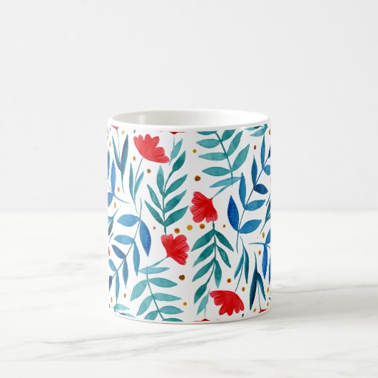 Magischer Garten - rot und türkis Kaffeetasse (Mittel)