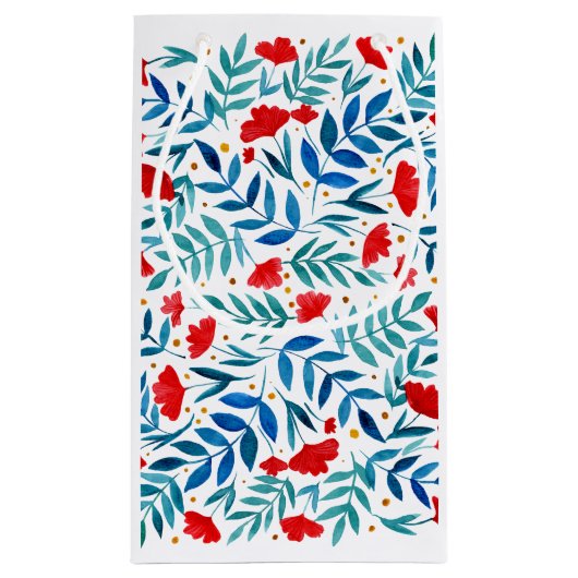 Magischer Garten - rot und türkis Kleine Geschenktüte (Rückseite)