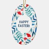 Magischer Garten - rot und türkis Ostern Keramik Ornament (Links)