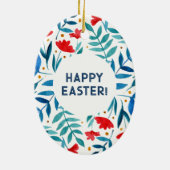 Magischer Garten - rot und türkis Ostern Keramik Ornament (Hinten)