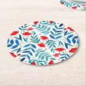 Magischer Garten - rot und türkis Runder Pappuntersetzer (Angewinkelt)