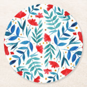 Magischer Garten - rot und türkis Runder Pappuntersetzer (Vorderseite)