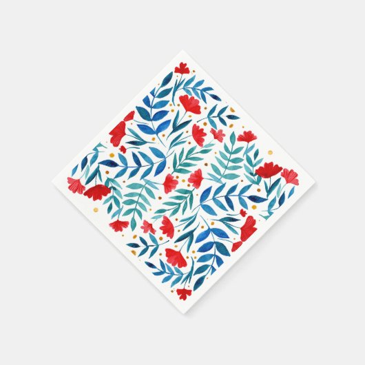 Magischer Garten - rot und türkis Serviette (Ecke)