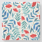 Magischer Garten - rot und türkis Steinuntersetzer (Vorderseite)