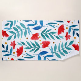 Magischer Garten - rot und türkis Strandtuch