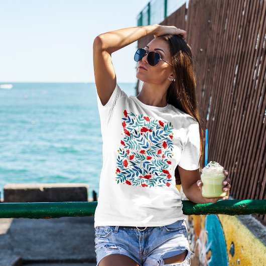 Magischer Garten - rot und türkis T-Shirt