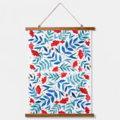 Magischer Garten - rot und türkis Wandteppich Mit Holzrahmen (Vorderseite)