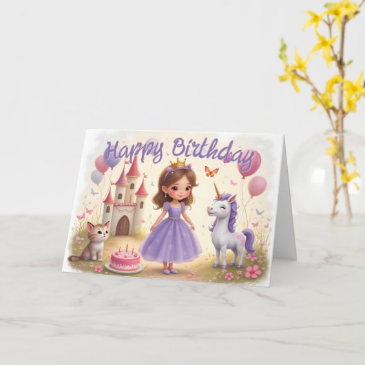 Magischer Geburtstag in einer Märchenwelt Karte (Gelbe Blume)