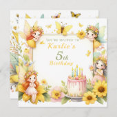 Magischer gelber Friseurgarten - Geburtstag Einladung (Vorne/Hinten)