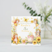 Magischer gelber Friseurgarten - Geburtstag Einladung (Stehend Vorderseite)