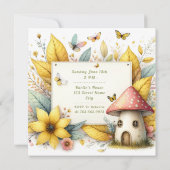 Magischer gelber Friseurgarten - Geburtstag Einladung (Rückseite)