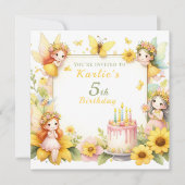 Magischer gelber Friseurgarten - Geburtstag Einladung (Vorderseite)