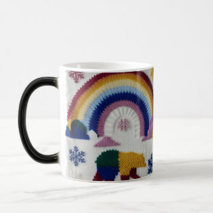 Magischer gestrickter Regenbogenbär Winterfarbe we Verwandlungstasse