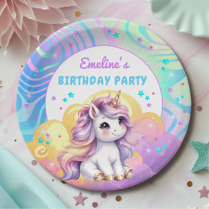 Magischer Glitter Süßer Einhorn Geburtstag Pappteller