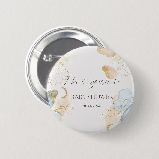 Magischer Glitzer Abstrakt Baby Shooting Monogram Button (Vorne & Hinten)