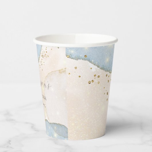 Magischer Glitzer Abstrakt Baby Shooting Monogram Pappbecher (Links)