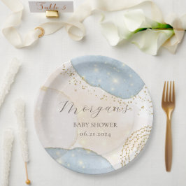 Magischer Glitzer Abstrakt Baby Shooting Monogram Pappteller