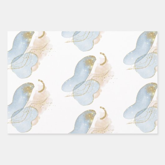 Magischer Glitzer Abstrakt Babydusche Geschenkpapier Set (Vorderseite 3)