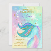 Magischer Glitzer farbenfrohe Meerjungfrau zum Geb Einladung (Vorderseite)