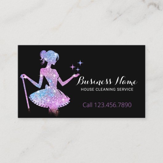 Magischer Glitzer Reinigungsservice des Haushaltes Visitenkarte (Vorderseite)