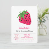 Magischer Glitzer Strawberry Birthday Einladung (Stehend Vorderseite)