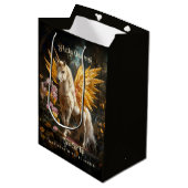 Magischer Goldener Wald Unicorn Fantasy Horst Mittlere Geschenktüte (Vorderseite Schrägansicht)