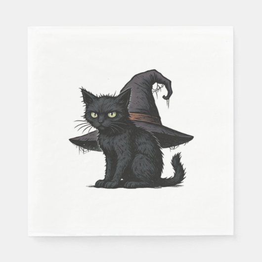 Magischer Halloween Cat Classic T - Shirt Serviette (Vorderseite)