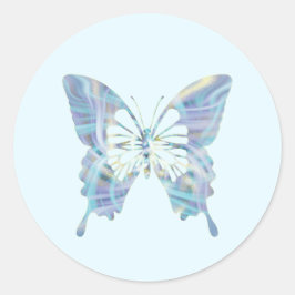 Magischer, hellblauer und gelber Schmetterling Runder Aufkleber