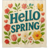 Magischer Hello Spring Zitat Duschvorhang (Vorderseite)