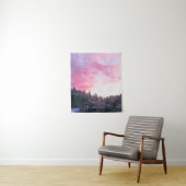 Magischer, hellrosa Sonnenuntergang über dem versc Wandteppich (Beispiel)