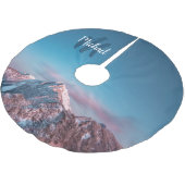 Magischer Himmelsmonogramm Berg Storžič Slowenien Polyester Weihnachtsbaumdecke (Schrägansicht)