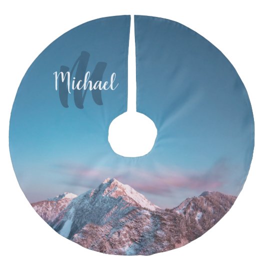 Magischer Himmelsmonogramm Berg Storžič Slowenien Polyester Weihnachtsbaumdecke (Vorderseite)