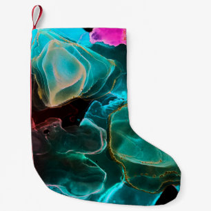 Magischer Hintergrund. Handfarbe. Fluss Kreativitä Kleiner Weihnachtsstrumpf