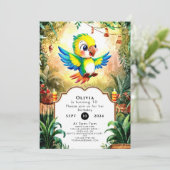 Magischer Jungle Parrot Geburtstag Einladung (Stehend Vorderseite)