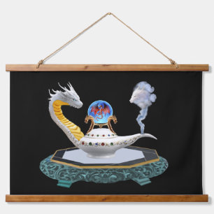 Magischer Keramik-Drache-Laterne Fantasy Art Canva Wandteppich Mit Holzrahmen