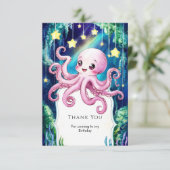 Magischer Kids' Octopus Geburtstag Dankeskarte (Stehend Vorderseite)