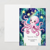 Magischer Kids' Octopus Geburtstag Dankeskarte (Vorne/Hinten)
