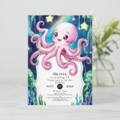Magischer Kids' Octopus Geburtstag Einladung (Stehend Vorderseite)