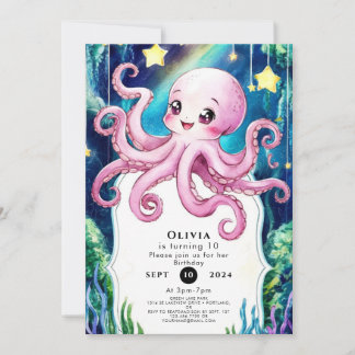 Magischer Kids' Octopus Geburtstag Einladung