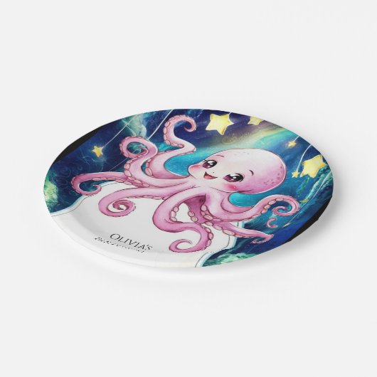 Magischer Kids' Octopus Geburtstag Pappteller (Schrägansicht)