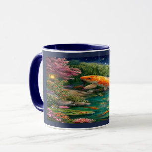 Magischer Koi-Fisch-Zengarten-Nacht-Mug Tasse